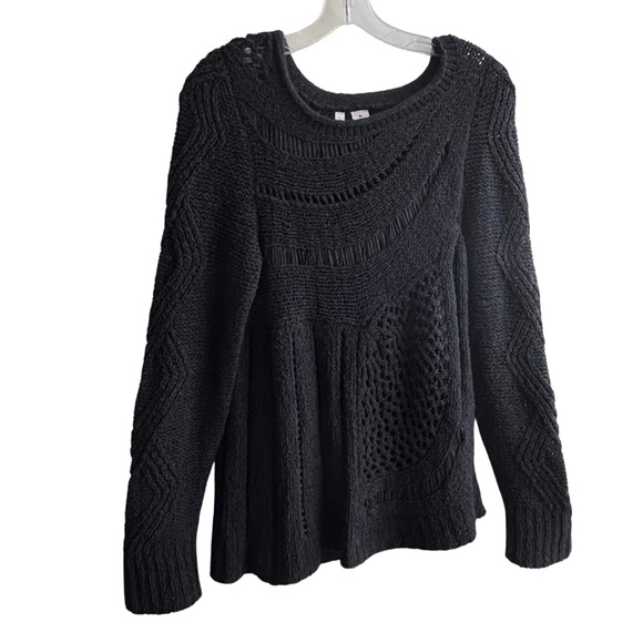 Anthropologie MOTH Open Knit Cotton Blend Crew Neck Sweater - Picture 1 of 6